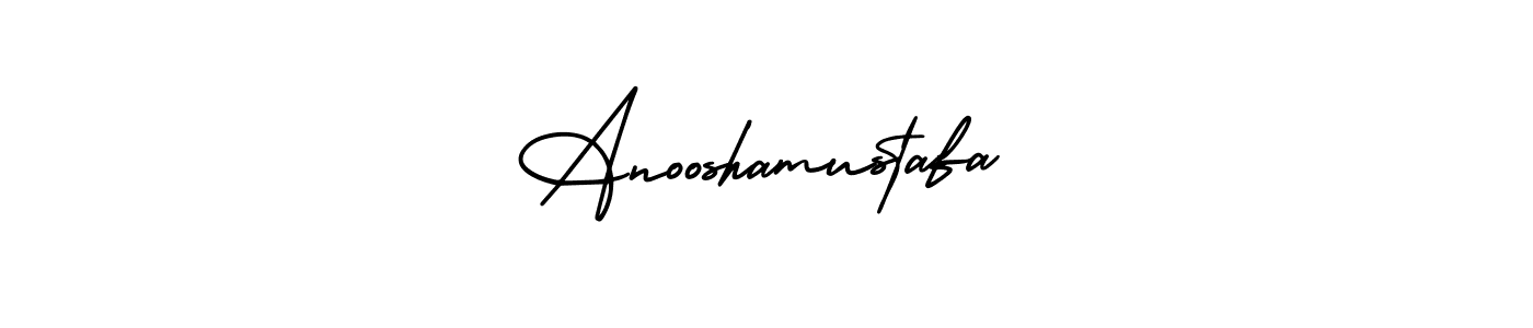 You should practise on your own different ways (AmerikaSignatureDemo-Regular) to write your name (Anooshamustafa) in signature. don't let someone else do it for you. Anooshamustafa signature style 3 images and pictures png