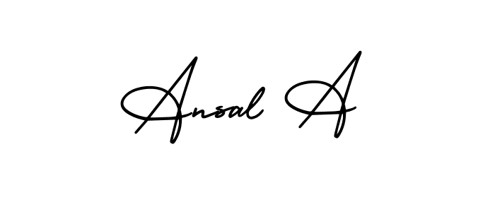 The best way (AmerikaSignatureDemo-Regular) to make a short signature is to pick only two or three words in your name. The name Ansal A include a total of six letters. For converting this name. Ansal A signature style 3 images and pictures png