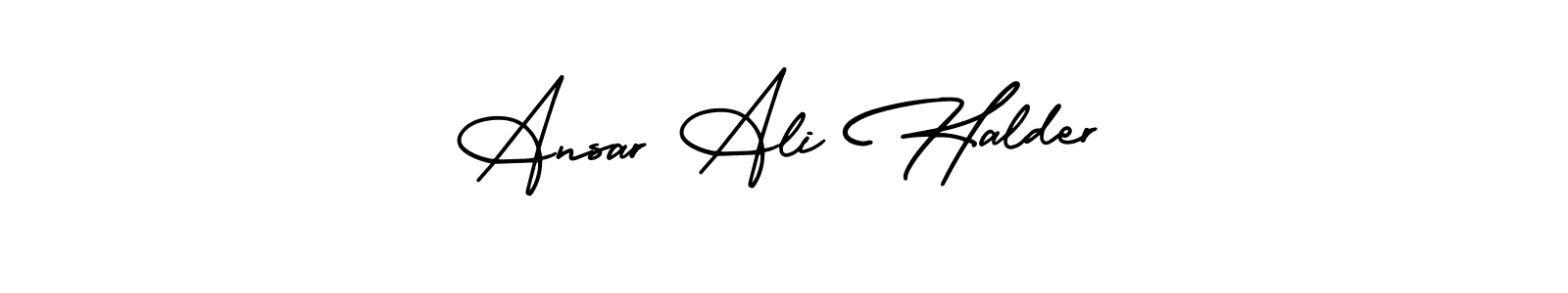 This is the best signature style for the Ansar Ali Halder name. Also you like these signature font (AmerikaSignatureDemo-Regular). Mix name signature. Ansar Ali Halder signature style 3 images and pictures png