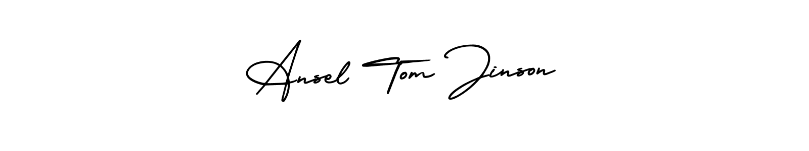 You should practise on your own different ways (AmerikaSignatureDemo-Regular) to write your name (Ansel Tom Jinson) in signature. don't let someone else do it for you. Ansel Tom Jinson signature style 3 images and pictures png