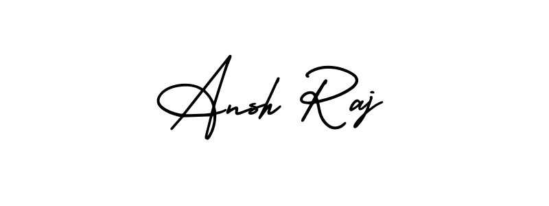 You should practise on your own different ways (AmerikaSignatureDemo-Regular) to write your name (Ansh Raj) in signature. don't let someone else do it for you. Ansh Raj signature style 3 images and pictures png