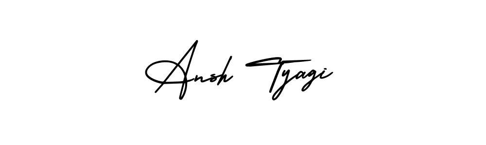 You should practise on your own different ways (AmerikaSignatureDemo-Regular) to write your name (Ansh Tyagi) in signature. don't let someone else do it for you. Ansh Tyagi signature style 3 images and pictures png