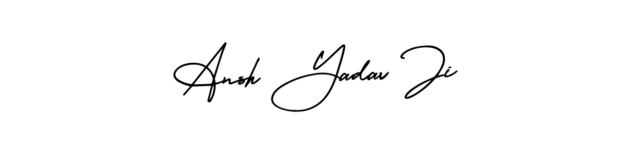 You should practise on your own different ways (AmerikaSignatureDemo-Regular) to write your name (Ansh Yadav Ji) in signature. don't let someone else do it for you. Ansh Yadav Ji signature style 3 images and pictures png