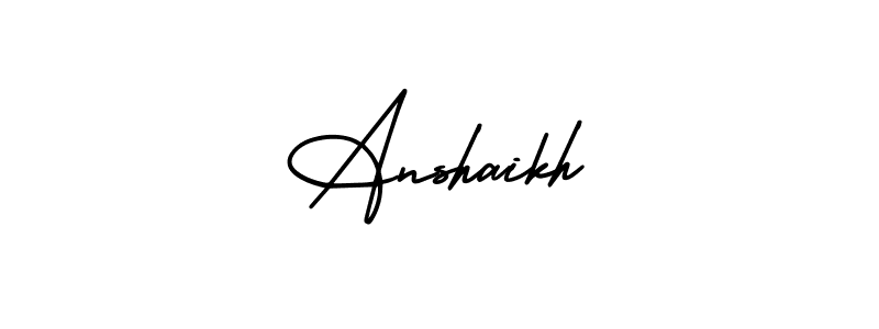 You should practise on your own different ways (AmerikaSignatureDemo-Regular) to write your name (Anshaikh) in signature. don't let someone else do it for you. Anshaikh signature style 3 images and pictures png