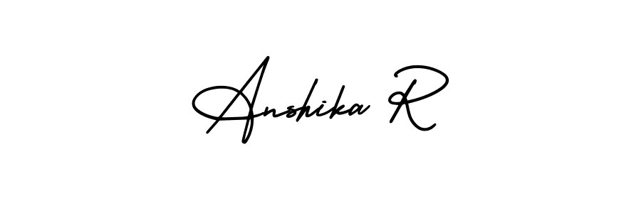 How to make Anshika R name signature. Use AmerikaSignatureDemo-Regular style for creating short signs online. This is the latest handwritten sign. Anshika R signature style 3 images and pictures png