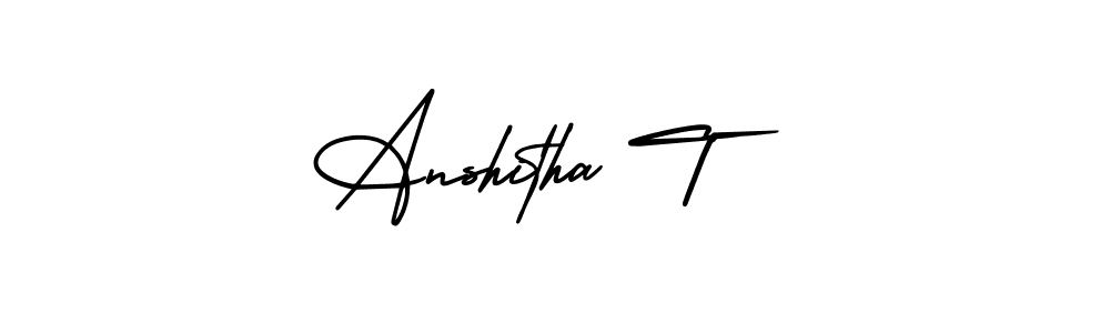 Make a beautiful signature design for name Anshitha T. With this signature (AmerikaSignatureDemo-Regular) style, you can create a handwritten signature for free. Anshitha T signature style 3 images and pictures png