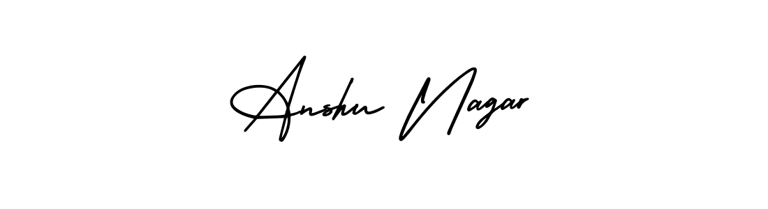 The best way (AmerikaSignatureDemo-Regular) to make a short signature is to pick only two or three words in your name. The name Anshu Nagar include a total of six letters. For converting this name. Anshu Nagar signature style 3 images and pictures png