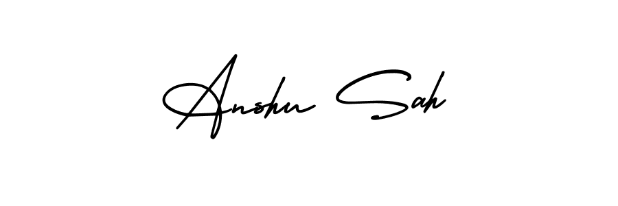 if you are searching for the best signature style for your name Anshu Sah. so please give up your signature search. here we have designed multiple signature styles  using AmerikaSignatureDemo-Regular. Anshu Sah signature style 3 images and pictures png