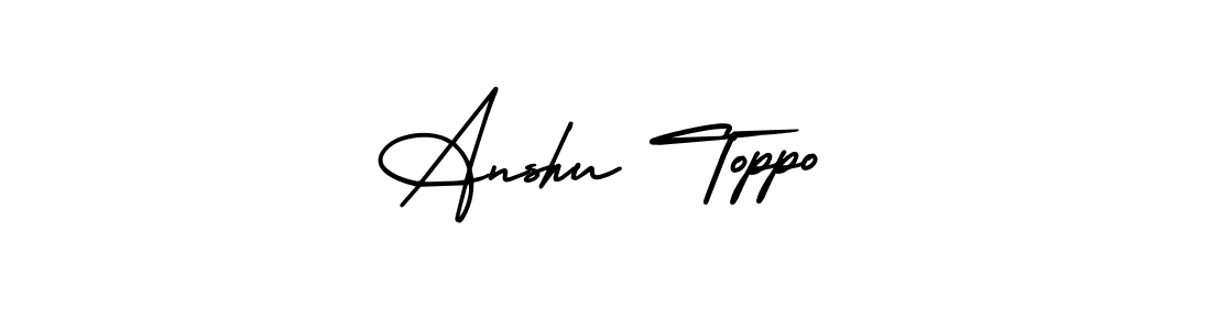 You can use this online signature creator to create a handwritten signature for the name Anshu Toppo. This is the best online autograph maker. Anshu Toppo signature style 3 images and pictures png