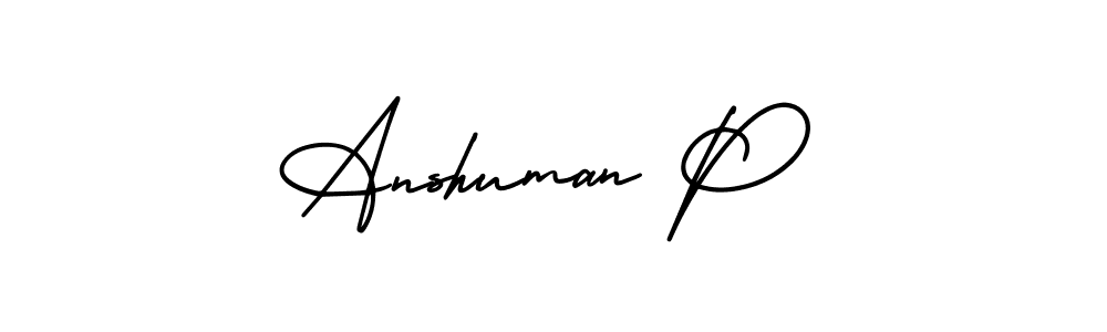 How to make Anshuman P name signature. Use AmerikaSignatureDemo-Regular style for creating short signs online. This is the latest handwritten sign. Anshuman P signature style 3 images and pictures png