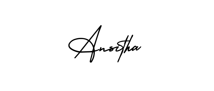 How to make Ansitha name signature. Use AmerikaSignatureDemo-Regular style for creating short signs online. This is the latest handwritten sign. Ansitha signature style 3 images and pictures png