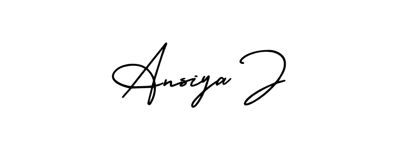 Use a signature maker to create a handwritten signature online. With this signature software, you can design (AmerikaSignatureDemo-Regular) your own signature for name Ansiya J. Ansiya J signature style 3 images and pictures png