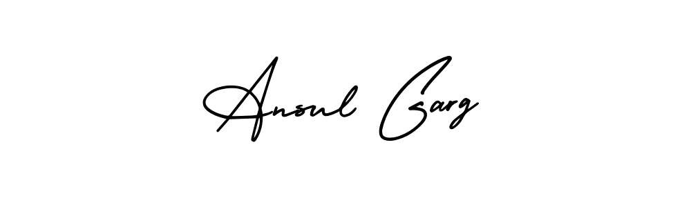 You should practise on your own different ways (AmerikaSignatureDemo-Regular) to write your name (Ansul Garg) in signature. don't let someone else do it for you. Ansul Garg signature style 3 images and pictures png