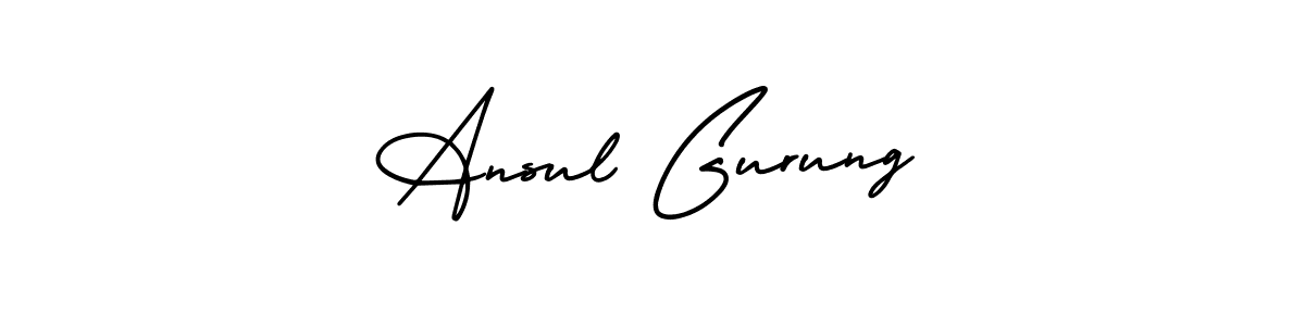 The best way (AmerikaSignatureDemo-Regular) to make a short signature is to pick only two or three words in your name. The name Ansul Gurung include a total of six letters. For converting this name. Ansul Gurung signature style 3 images and pictures png