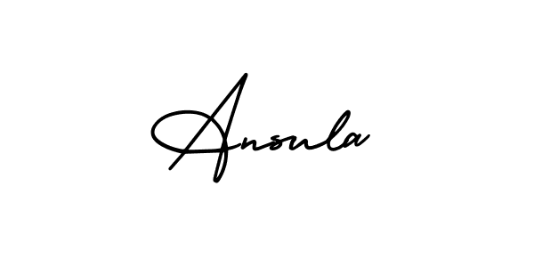 The best way (AmerikaSignatureDemo-Regular) to make a short signature is to pick only two or three words in your name. The name Ansula include a total of six letters. For converting this name. Ansula signature style 3 images and pictures png