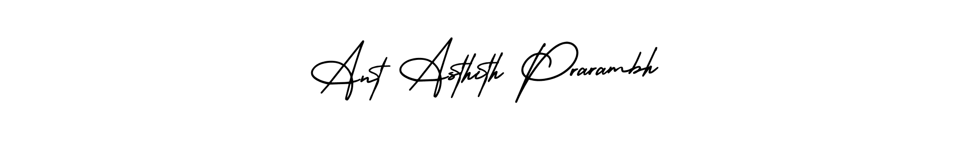 The best way (AmerikaSignatureDemo-Regular) to make a short signature is to pick only two or three words in your name. The name Ant Asthith Prarambh include a total of six letters. For converting this name. Ant Asthith Prarambh signature style 3 images and pictures png