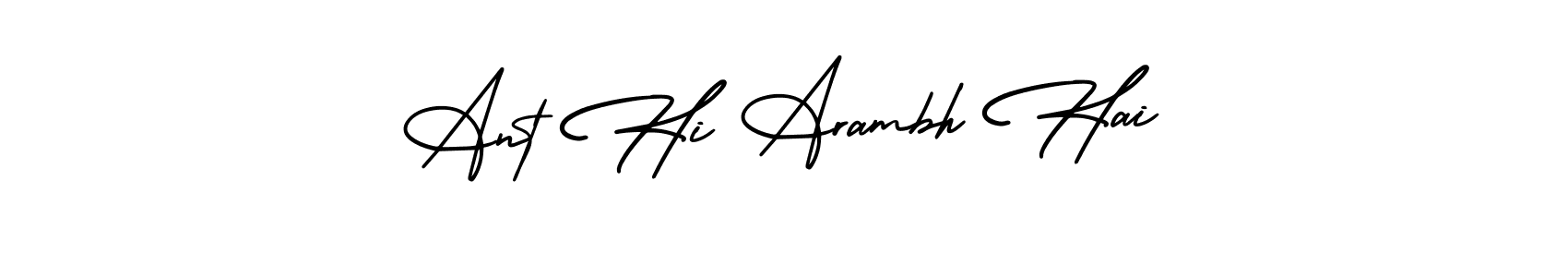 You should practise on your own different ways (AmerikaSignatureDemo-Regular) to write your name (Ant Hi Arambh Hai) in signature. don't let someone else do it for you. Ant Hi Arambh Hai signature style 3 images and pictures png