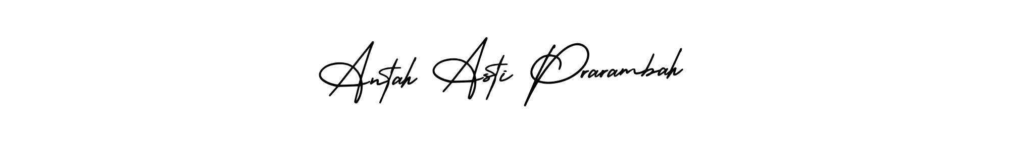 This is the best signature style for the Antah Asti Prarambah name. Also you like these signature font (AmerikaSignatureDemo-Regular). Mix name signature. Antah Asti Prarambah signature style 3 images and pictures png