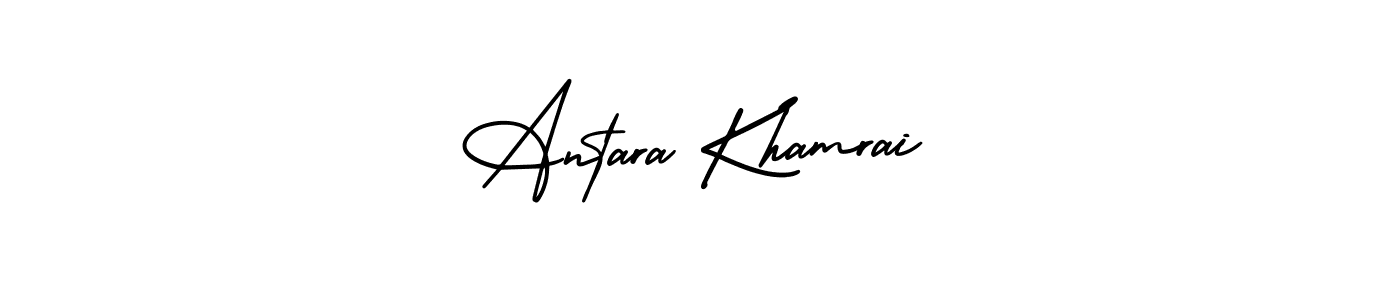 You should practise on your own different ways (AmerikaSignatureDemo-Regular) to write your name (Antara Khamrai) in signature. don't let someone else do it for you. Antara Khamrai signature style 3 images and pictures png