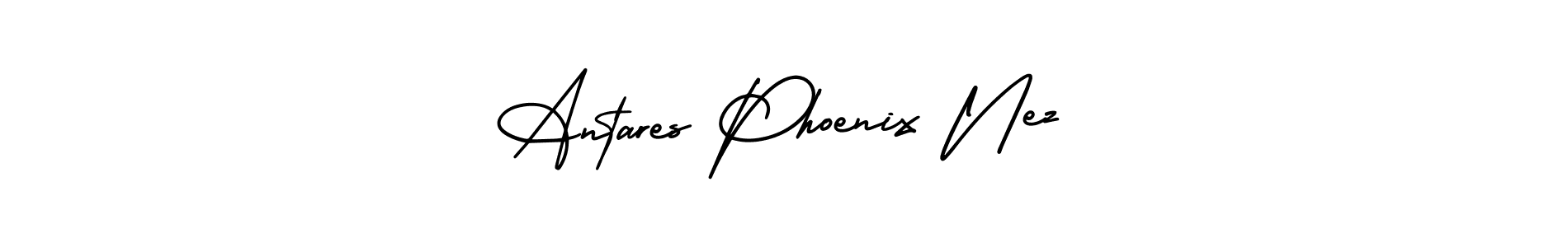 How to make Antares Phoenix Nez name signature. Use AmerikaSignatureDemo-Regular style for creating short signs online. This is the latest handwritten sign. Antares Phoenix Nez signature style 3 images and pictures png