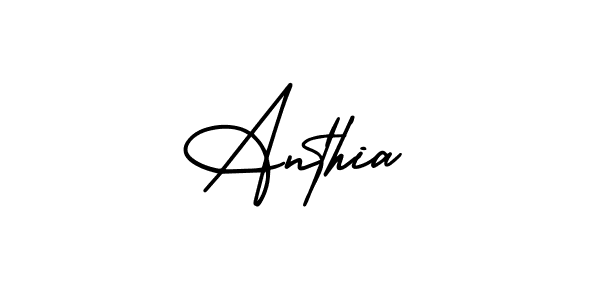 How to make Anthia name signature. Use AmerikaSignatureDemo-Regular style for creating short signs online. This is the latest handwritten sign. Anthia signature style 3 images and pictures png