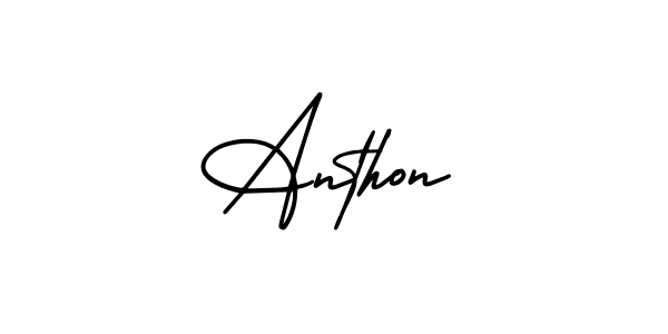 How to make Anthon name signature. Use AmerikaSignatureDemo-Regular style for creating short signs online. This is the latest handwritten sign. Anthon signature style 3 images and pictures png