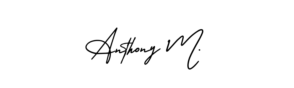 How to make Anthony M. name signature. Use AmerikaSignatureDemo-Regular style for creating short signs online. This is the latest handwritten sign. Anthony M. signature style 3 images and pictures png