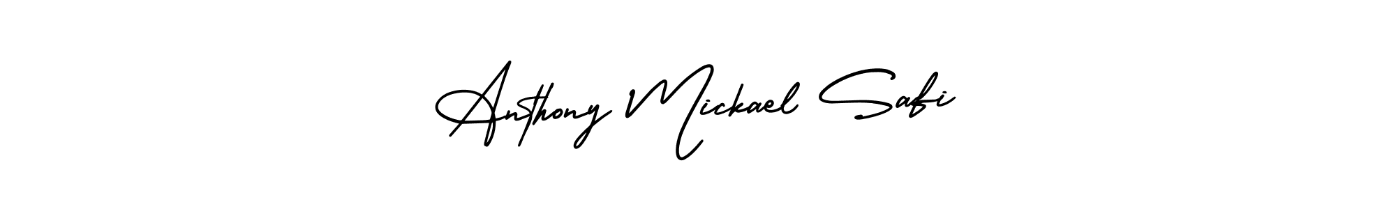 You should practise on your own different ways (AmerikaSignatureDemo-Regular) to write your name (Anthony Mickael Safi) in signature. don't let someone else do it for you. Anthony Mickael Safi signature style 3 images and pictures png