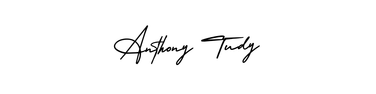 You should practise on your own different ways (AmerikaSignatureDemo-Regular) to write your name (Anthony Tudy) in signature. don't let someone else do it for you. Anthony Tudy signature style 3 images and pictures png