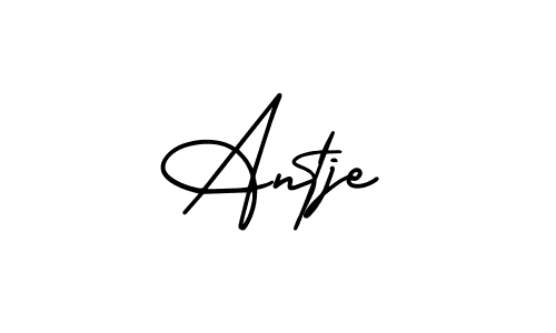 How to make Antje name signature. Use AmerikaSignatureDemo-Regular style for creating short signs online. This is the latest handwritten sign. Antje signature style 3 images and pictures png