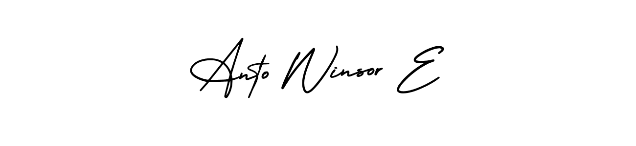 This is the best signature style for the Anto Winsor E name. Also you like these signature font (AmerikaSignatureDemo-Regular). Mix name signature. Anto Winsor E signature style 3 images and pictures png