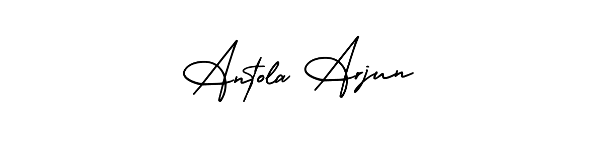 AmerikaSignatureDemo-Regular is a professional signature style that is perfect for those who want to add a touch of class to their signature. It is also a great choice for those who want to make their signature more unique. Get Antola Arjun name to fancy signature for free. Antola Arjun signature style 3 images and pictures png