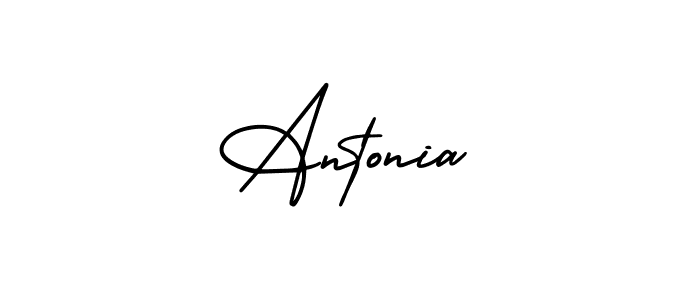 The best way (AmerikaSignatureDemo-Regular) to make a short signature is to pick only two or three words in your name. The name Antonia include a total of six letters. For converting this name. Antonia signature style 3 images and pictures png