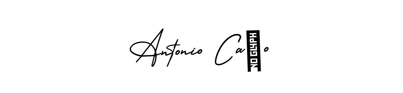 You should practise on your own different ways (AmerikaSignatureDemo-Regular) to write your name (Antonio Caño) in signature. don't let someone else do it for you. Antonio Caño signature style 3 images and pictures png