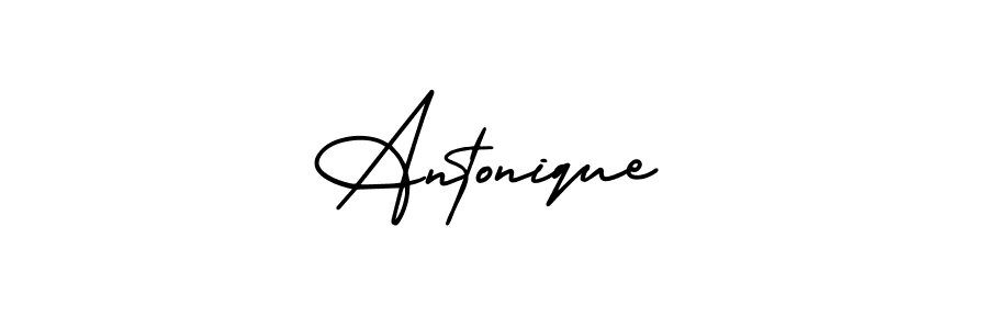 if you are searching for the best signature style for your name Antonique. so please give up your signature search. here we have designed multiple signature styles  using AmerikaSignatureDemo-Regular. Antonique signature style 3 images and pictures png