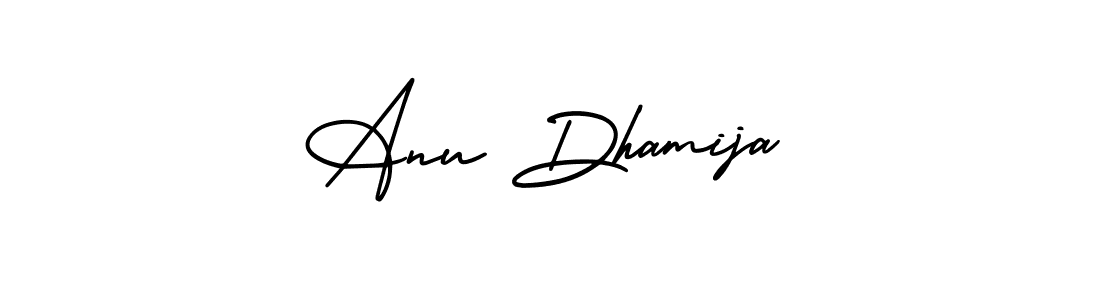 Make a short Anu Dhamija signature style. Manage your documents anywhere anytime using AmerikaSignatureDemo-Regular. Create and add eSignatures, submit forms, share and send files easily. Anu Dhamija signature style 3 images and pictures png