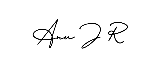 This is the best signature style for the Anu J R name. Also you like these signature font (AmerikaSignatureDemo-Regular). Mix name signature. Anu J R signature style 3 images and pictures png