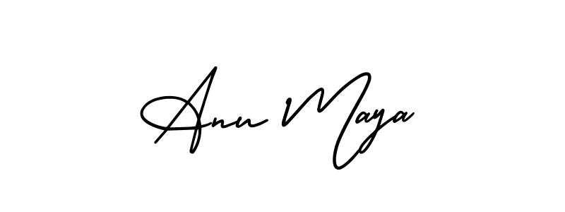 You should practise on your own different ways (AmerikaSignatureDemo-Regular) to write your name (Anu Maya) in signature. don't let someone else do it for you. Anu Maya signature style 3 images and pictures png