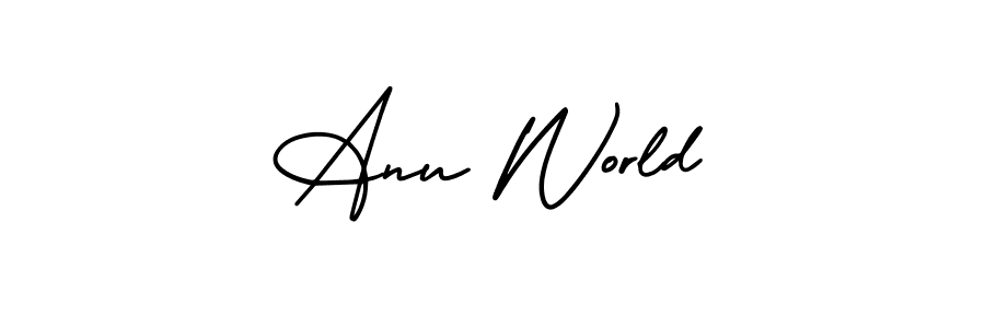 AmerikaSignatureDemo-Regular is a professional signature style that is perfect for those who want to add a touch of class to their signature. It is also a great choice for those who want to make their signature more unique. Get Anu World name to fancy signature for free. Anu World signature style 3 images and pictures png
