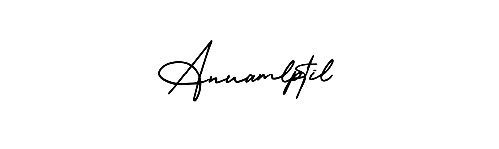 You should practise on your own different ways (AmerikaSignatureDemo-Regular) to write your name (Anuamlptil) in signature. don't let someone else do it for you. Anuamlptil signature style 3 images and pictures png