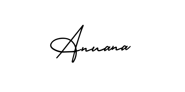 You should practise on your own different ways (AmerikaSignatureDemo-Regular) to write your name (Anuana) in signature. don't let someone else do it for you. Anuana signature style 3 images and pictures png