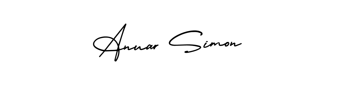 Also You can easily find your signature by using the search form. We will create Anuar Simon name handwritten signature images for you free of cost using AmerikaSignatureDemo-Regular sign style. Anuar Simon signature style 3 images and pictures png