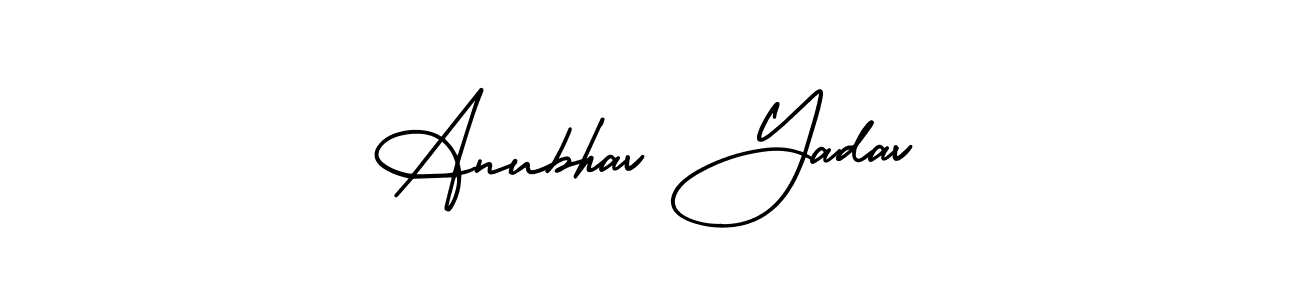 The best way (AmerikaSignatureDemo-Regular) to make a short signature is to pick only two or three words in your name. The name Anubhav Yadav include a total of six letters. For converting this name. Anubhav Yadav signature style 3 images and pictures png
