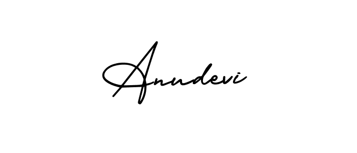 The best way (AmerikaSignatureDemo-Regular) to make a short signature is to pick only two or three words in your name. The name Anudevi include a total of six letters. For converting this name. Anudevi signature style 3 images and pictures png