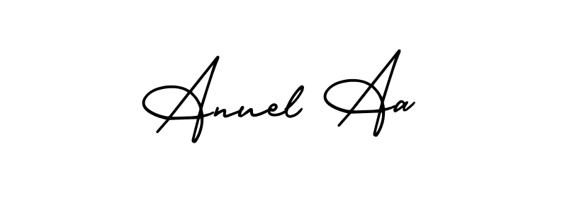 How to make Anuel Aa name signature. Use AmerikaSignatureDemo-Regular style for creating short signs online. This is the latest handwritten sign. Anuel Aa signature style 3 images and pictures png