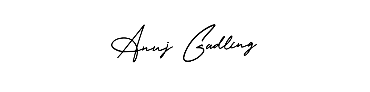The best way (AmerikaSignatureDemo-Regular) to make a short signature is to pick only two or three words in your name. The name Anuj Gadling include a total of six letters. For converting this name. Anuj Gadling signature style 3 images and pictures png