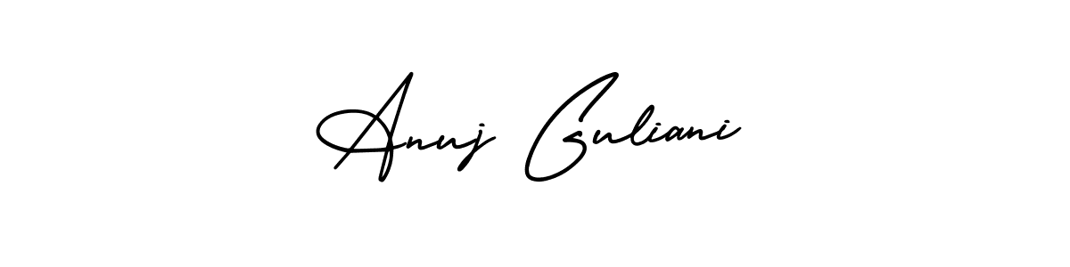 This is the best signature style for the Anuj Guliani name. Also you like these signature font (AmerikaSignatureDemo-Regular). Mix name signature. Anuj Guliani signature style 3 images and pictures png