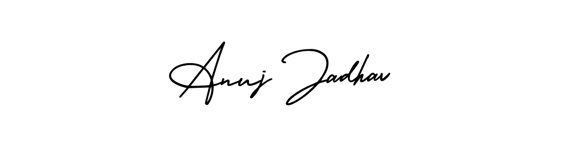 if you are searching for the best signature style for your name Anuj Jadhav. so please give up your signature search. here we have designed multiple signature styles  using AmerikaSignatureDemo-Regular. Anuj Jadhav signature style 3 images and pictures png