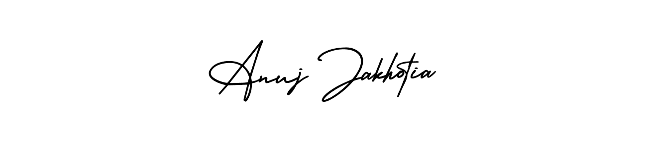 You should practise on your own different ways (AmerikaSignatureDemo-Regular) to write your name (Anuj Jakhotia) in signature. don't let someone else do it for you. Anuj Jakhotia signature style 3 images and pictures png