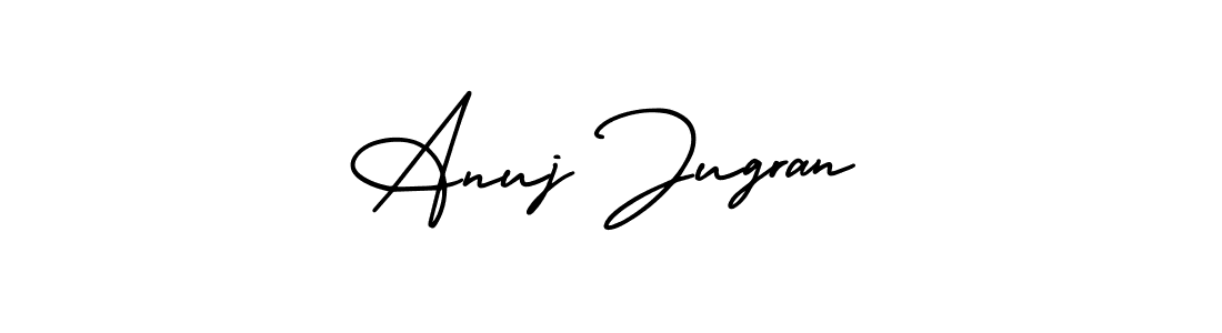 The best way (AmerikaSignatureDemo-Regular) to make a short signature is to pick only two or three words in your name. The name Anuj Jugran include a total of six letters. For converting this name. Anuj Jugran signature style 3 images and pictures png